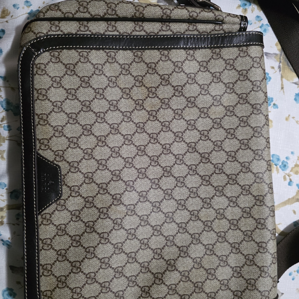 Gucci Beige and Dark Brown Monogram Messenger Bag